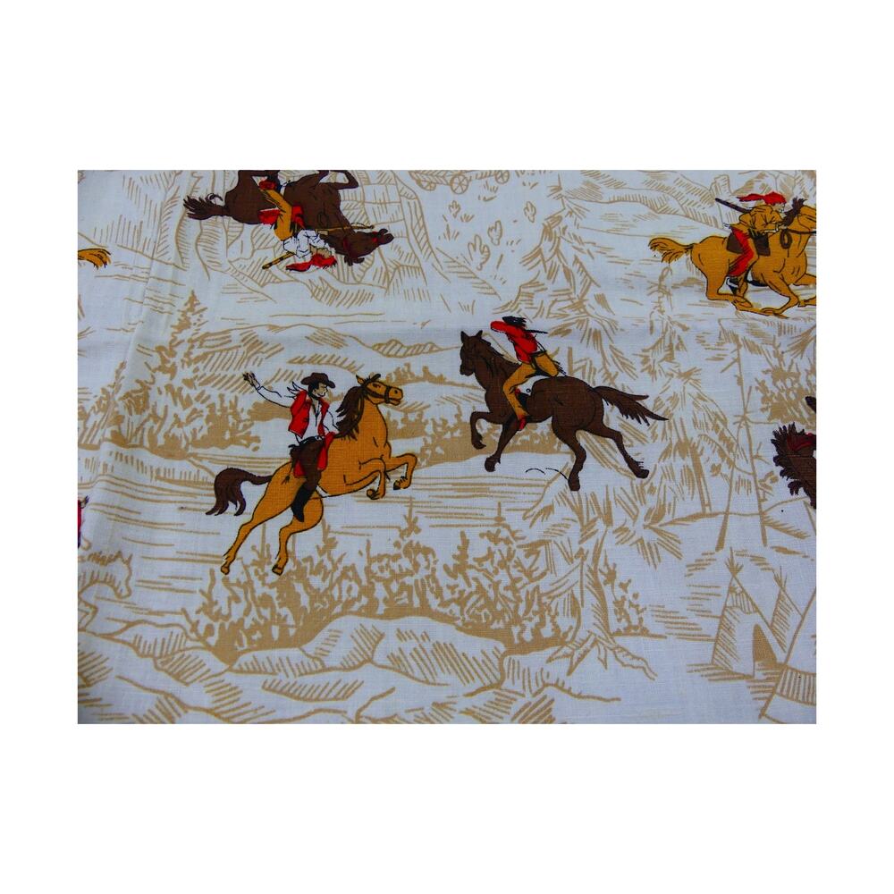 1940's Cowboys & Indians Print Vintage Fabric- Cotton